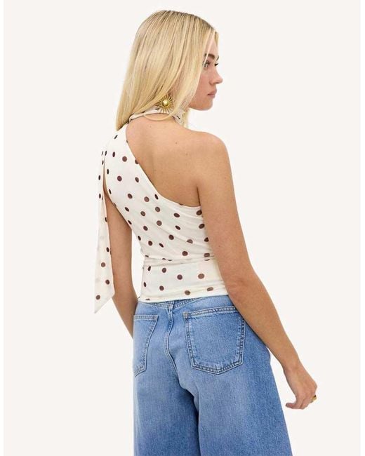 Loavies Blue Painted Skies Off- Top With Polka Dots