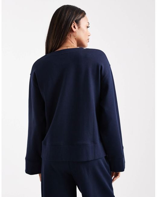 ASOS Blue Asos Design Maternity Interlock Oversized Crew Neck Top