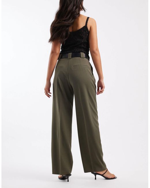 ASOS Black Tailored High Waist Belted Straight Leg Trousers