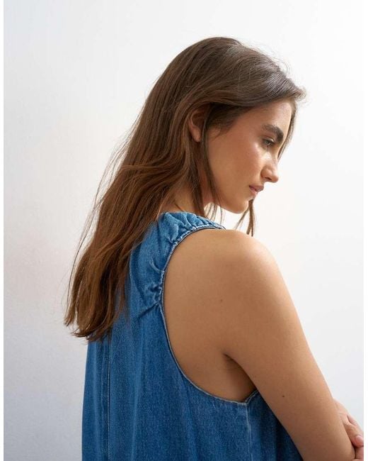 topshop denim sleeveless maxi dress Topshop - Denim Barrel Maxi Dress - Women - Cotton - 10 US