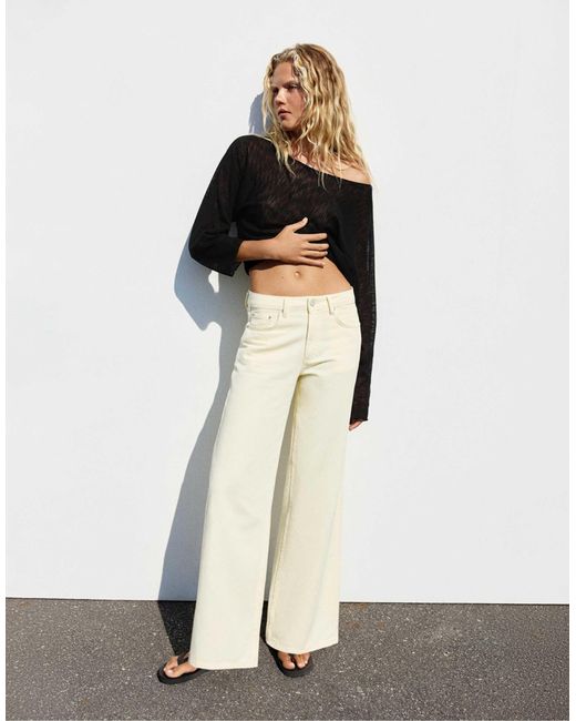 Pull fin asymétrique Pull&Bear en coloris Black