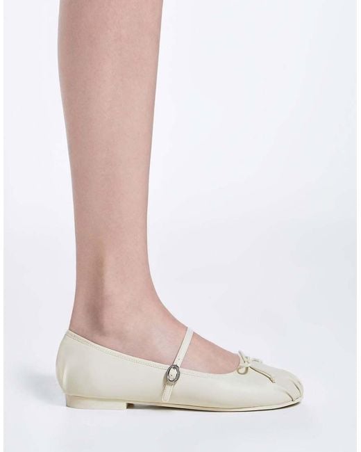 Charles & Keith White Emiko Bow Mary Jane Flats