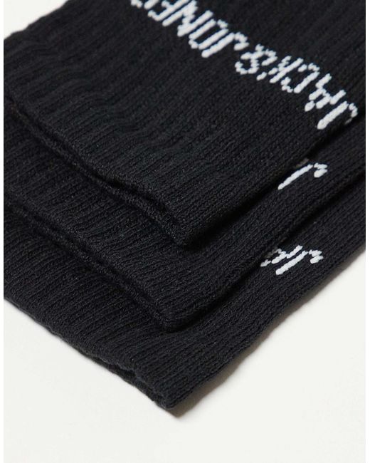 Jack & Jones Black 9 Pack Ribbed Logo Socks for men