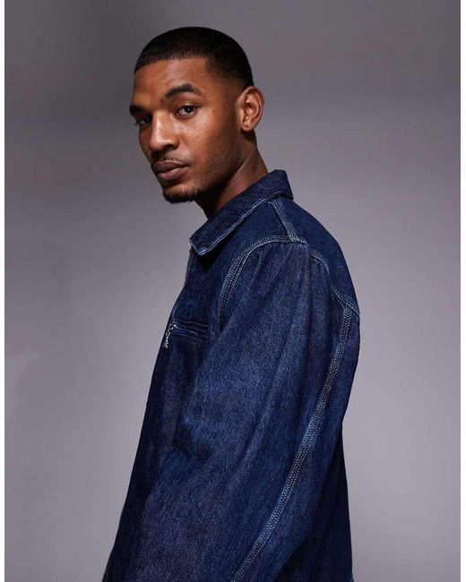 HUGO Blue Elzo Regular Fit Zip Through Denim Jacket for men