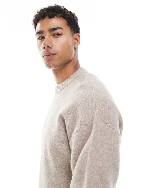 Jack & Jones Gray Oversize Fluffy Jumper for men