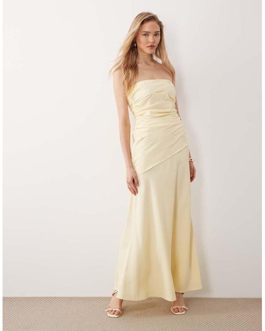 Nobody's Child Natural Kiva Occasion Ruched Detail Bandeau Maxi Dress