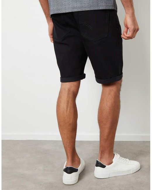 Threadbare Black 'Edmonton' Turn Up Denim Shorts for men