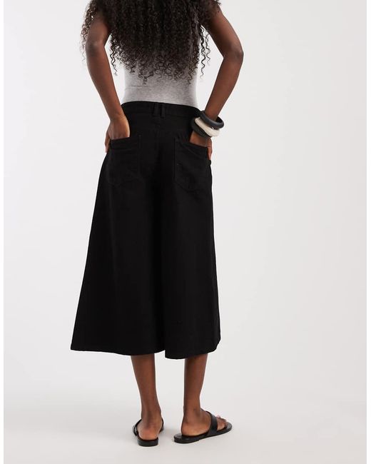 ASOS Black Crop Wide Leg Jeans