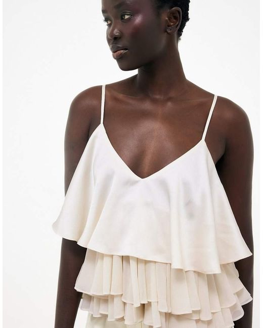 NA-KD Natural Layered Frill Singlet