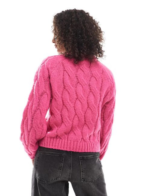Pieces Pink Cable Knit Jumper