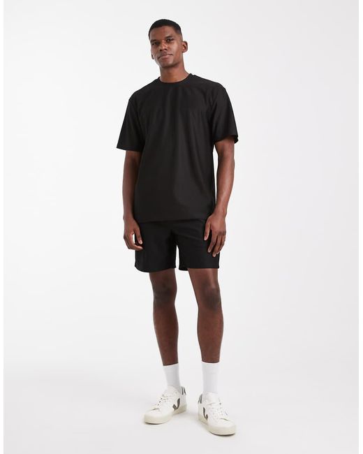 Only & Sons Black Plisse Pull On Short Co-ord for men