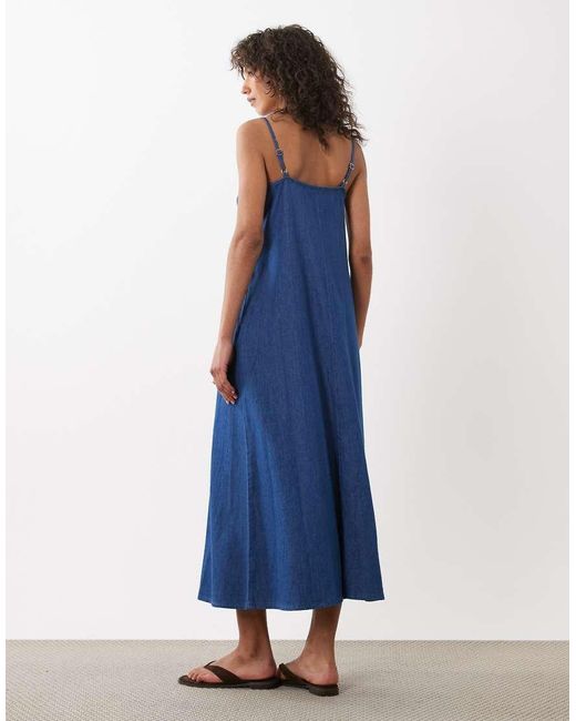 New Look Blue Trapeze Denim Midaxi Dress