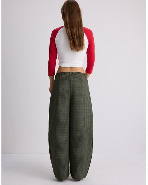 Stradivarius Red Check Parachute Trousers