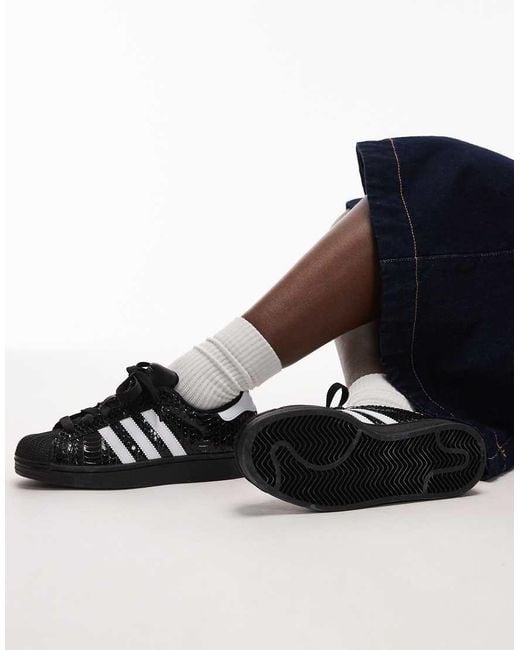 Adidas Originals Black Superstar Ii Croc Print Trainers