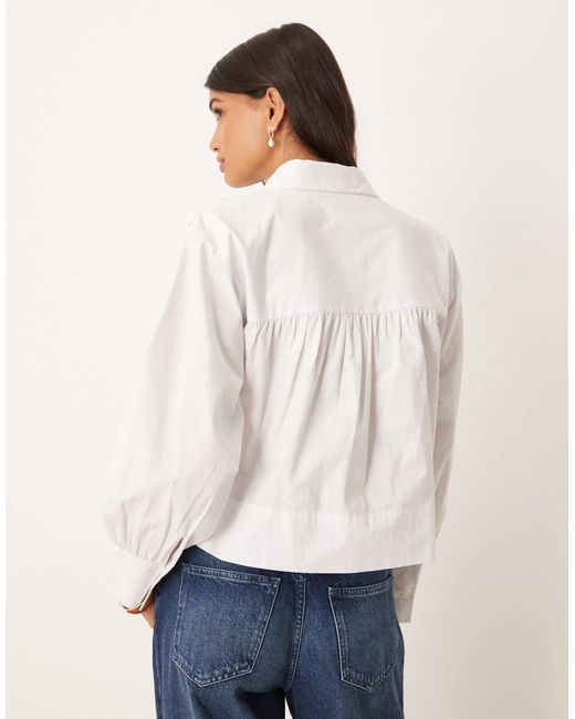 ASOS White Gathered Shirt With Shoulder Pads