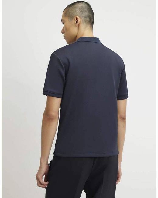 River Island Blue Slim Fit Nylon Pocket Polo Shirt for men