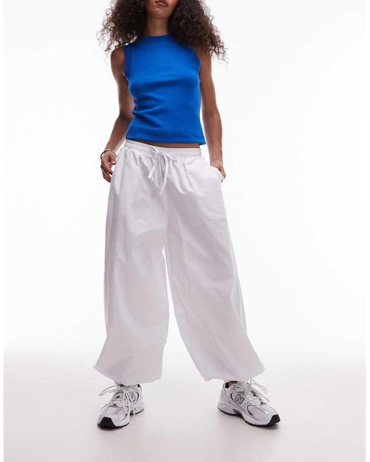 TOPSHOP White Poplin Cuffed Trousers