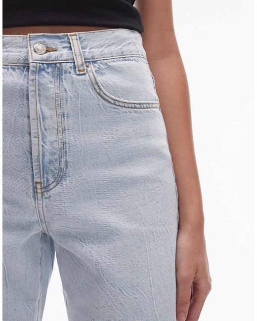 TOPSHOP White Mid Rise Loose Fit Straight Jeans