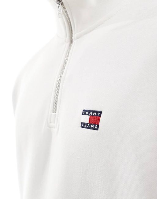 Tommy Hilfiger White Badge Logo 1/4 Zip Sweatshirt for men