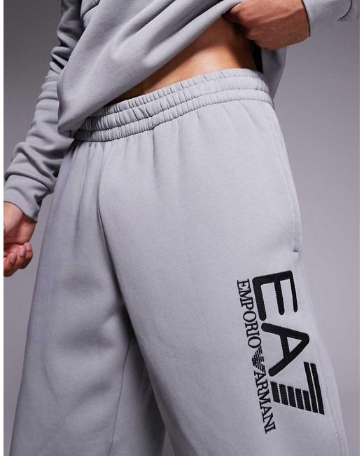 EA7 Gray Armani Train Visibility Logo Joggers Co-Ord for men