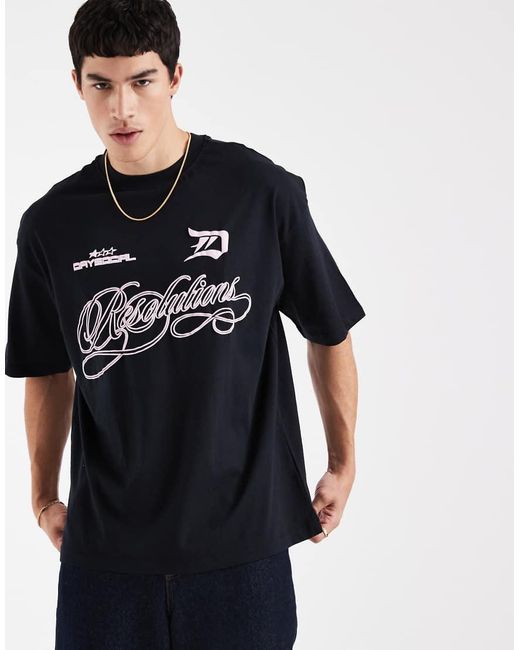 ASOS Black Oversized T-shirt With Football Graphic for men