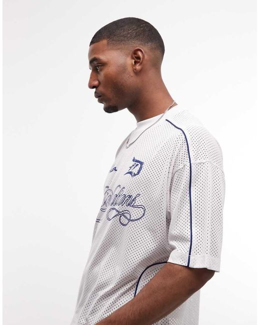 ASOS White Boxy Oversized Drop Shoulder T-shirt With Football Graphic for men