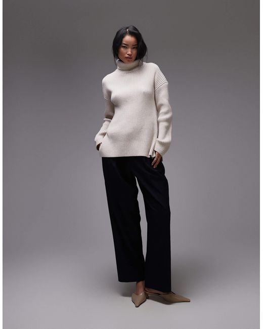 & Other Stories Gray Wool And Cotton Blend Knit Oversized Sweater