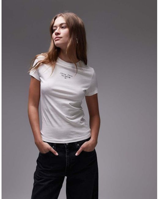 T-Shirt Bianca Con Logo A Spirale Al Centro di Tommy Hilfiger in White