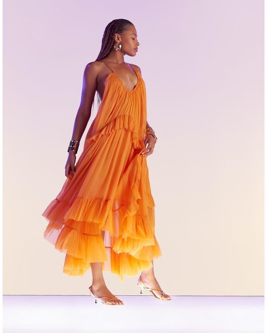 open lace back dress Catalina Island Sleeveless Maxi Dress Orange