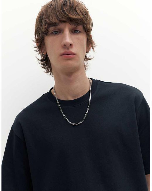 Pull&Bear Blue Boxy Oversized Interlock T-shirt for men
