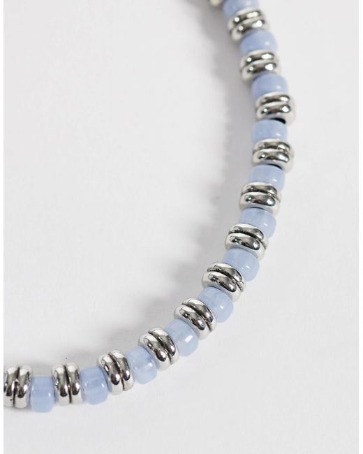 ASOS Blue Beaded Puller Bracelet for men