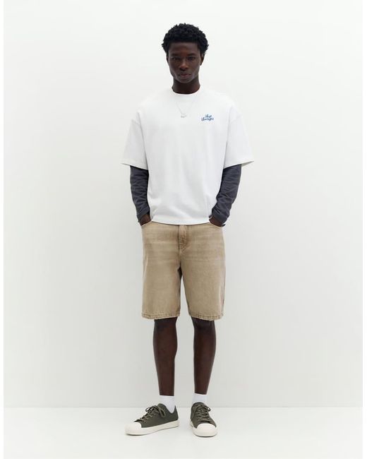 Pull&Bear White Stwd Peach Graphic T-shirt for men