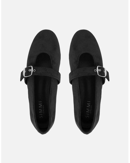 SIMMI Brown Fleur Buckle Ballet Flats