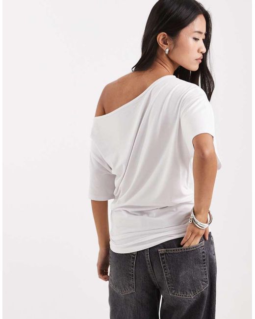 Collusion White Off Shoulder Drapey Top