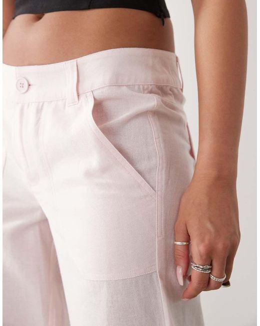 Collusion Pink 90s Low Rise Relaxed Trouser With Linen