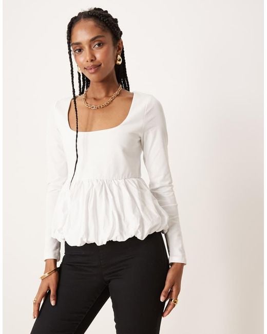 Glamorous White Square Neck Tops
