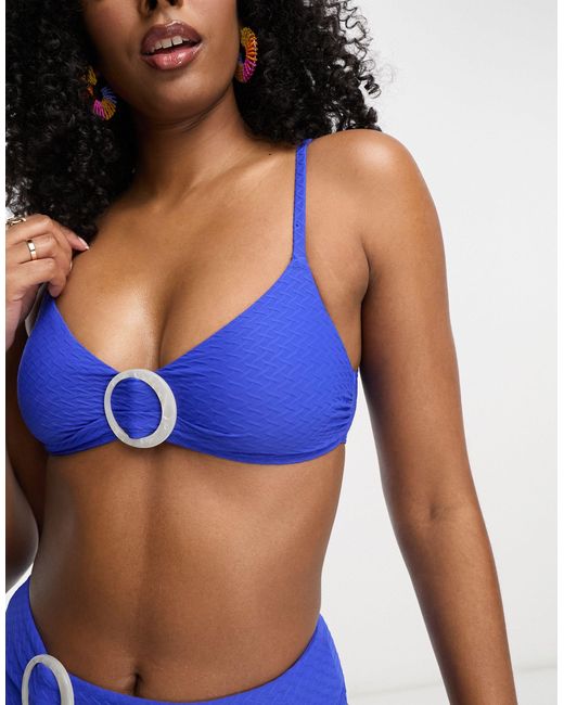 DORINA Sarramea Textured Triangle Bikini Top in Blue | Lyst