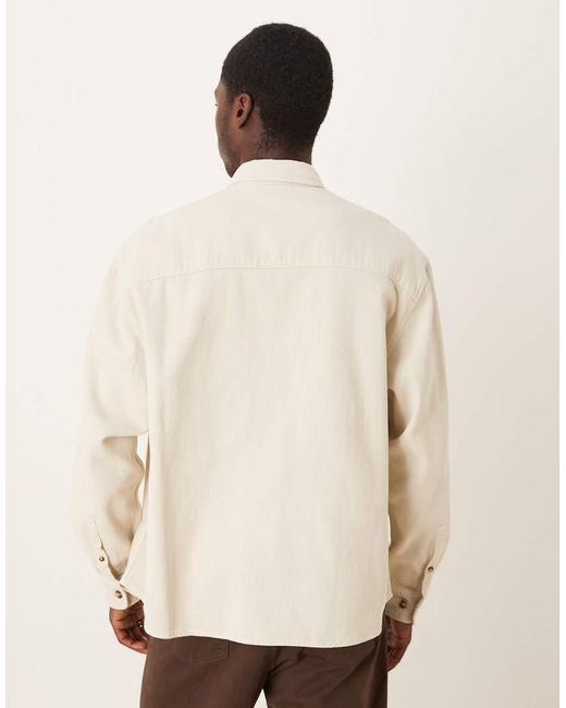 ASOS Natural Oversized Twill Overshirt for men