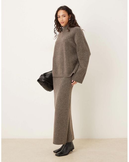 ASOS Brown Longline Jumper With Funnel Neck