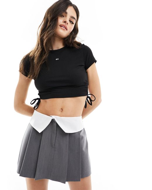 Tommy Hilfiger Black Cropped Ribbed Top