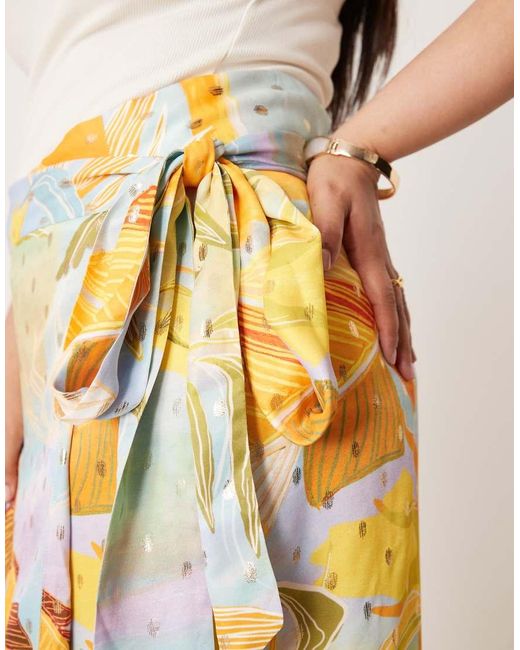 Never Fully Dressed Metallic Jaspre Wrap Midaxi Skirt