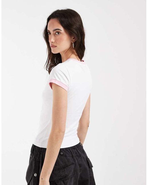 ASOS White Disney Baby Tee Ringer With Boo Print