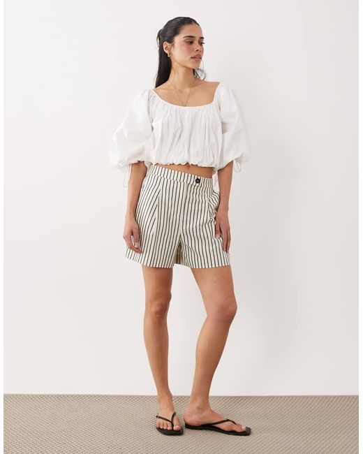New Look White Stripe Shorts