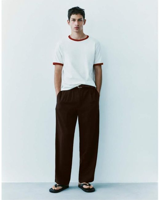 Pull&Bear White Tailored jogging Trousers for men