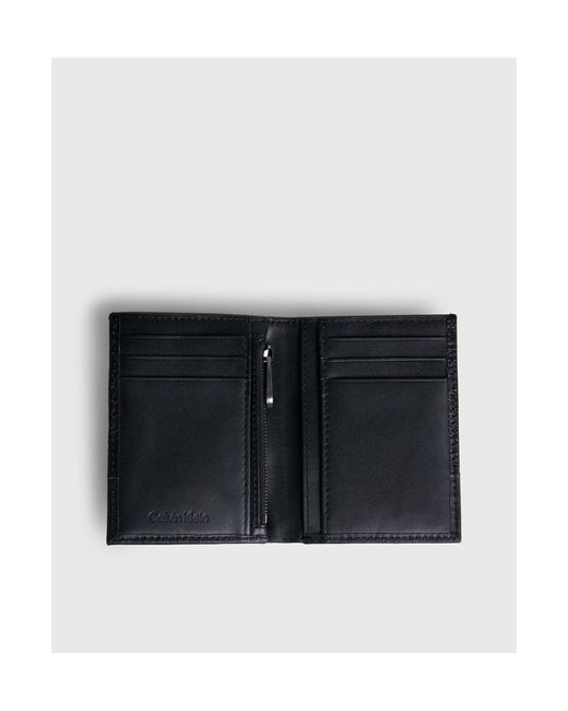 Calvin Klein – rfid – schmale brieftasche aus leder in Black für Herren