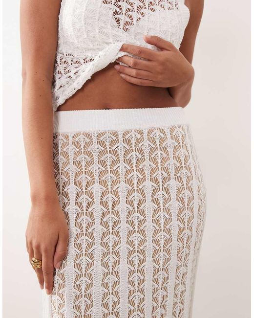 ARRANGE Natural Open Knit Maxi Skirt