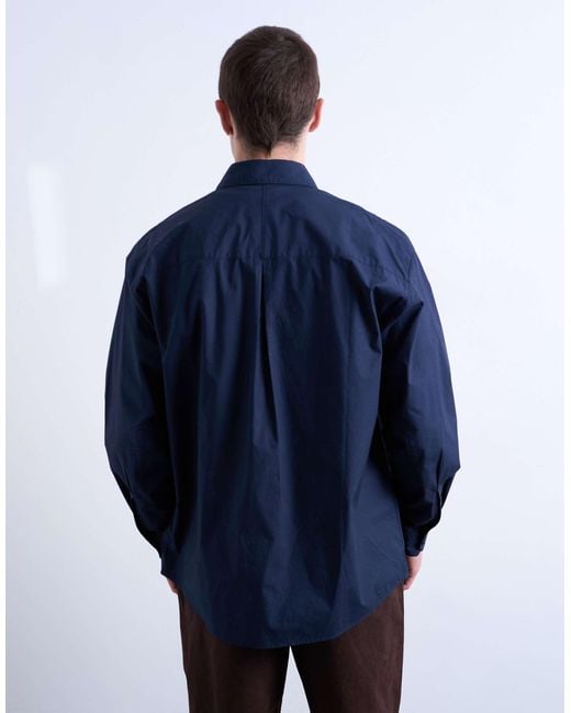 Topman Blue Oversized Fit Formal Shirt for men