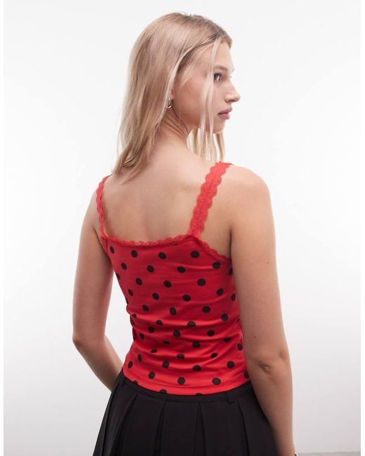 Collusion Red Lace Trim Cami Top
