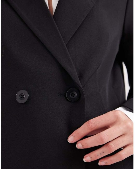 Pieces Black Oversized Double Breasted Blazer