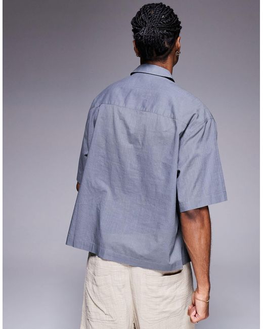 ASOS Gray Boxy Oversized Overhead Linen Look Shirt for men